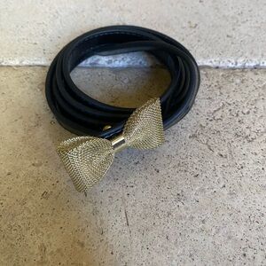 Gold Mesh Bow Skinny Belt Large